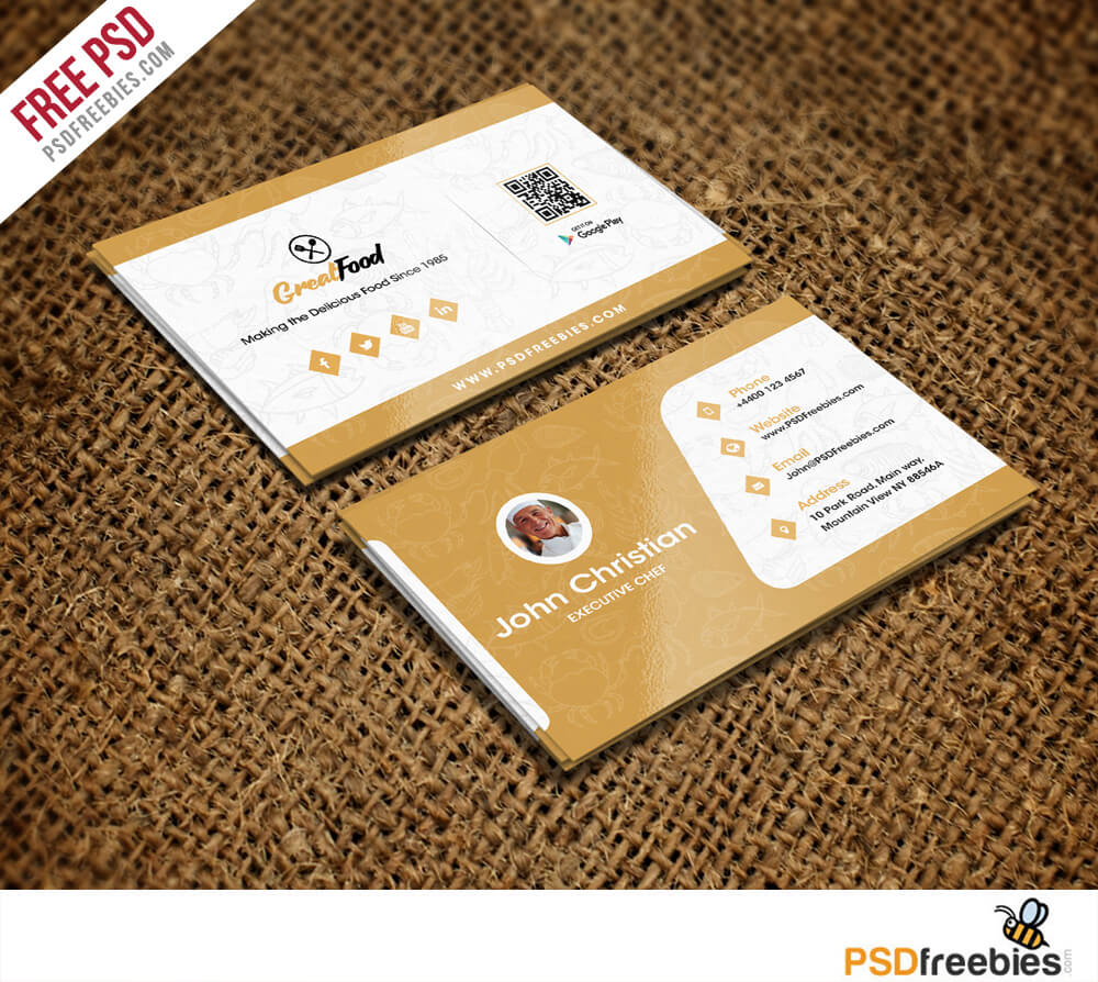 Restaurant Chef Business Card Template Free Psd For Visiting Card Template Psd Free Download