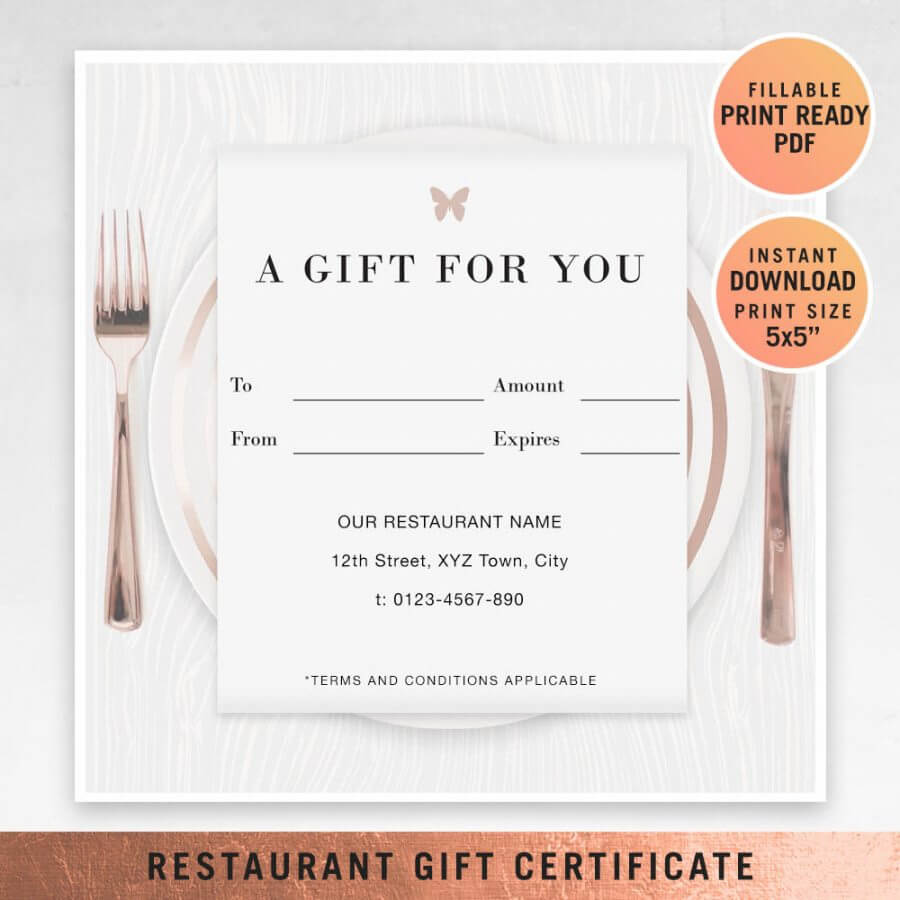 Restaurant Gift Certificate Template Pertaining To Restaurant Gift Certificate Template