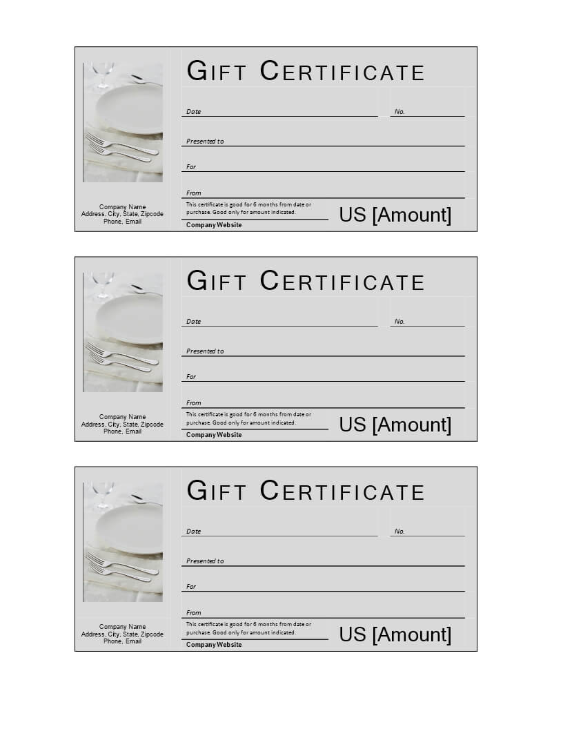 Restaurant Gift Certificate | Templates At Allbusinesstemplates In Restaurant Gift Certificate Template