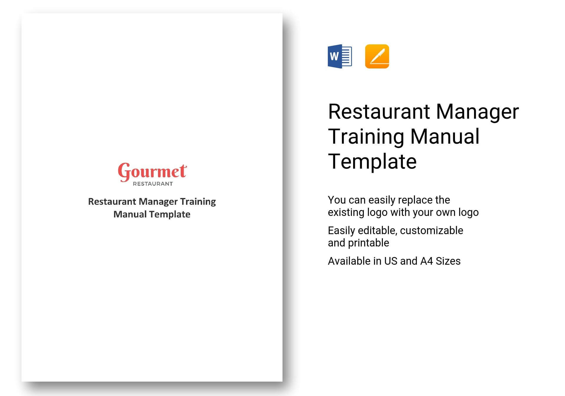 Restaurant Manager Training Manual Template In Word, Apple Pages In Training Documentation Template Word