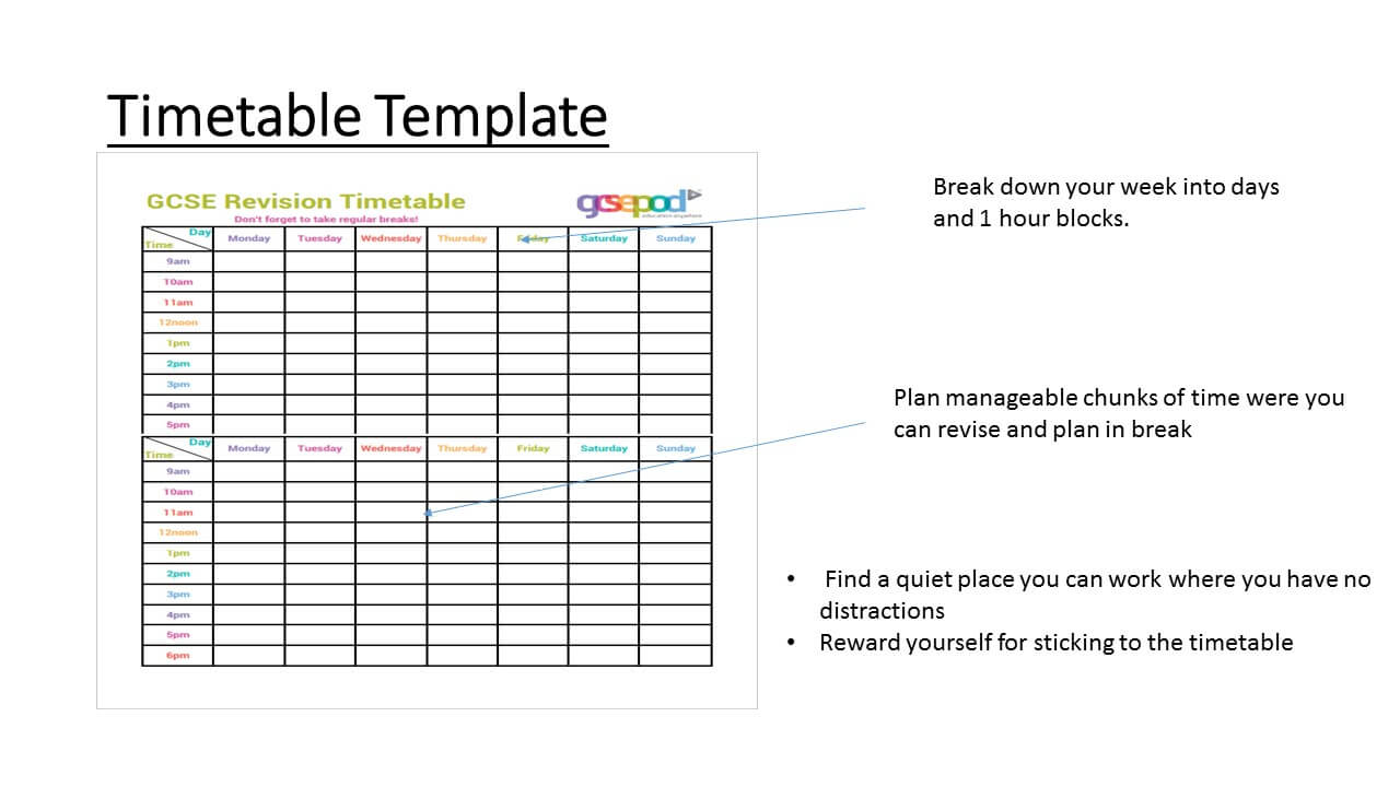 Revision Template. Timetable Revision Template Printable Throughout Blank Revision Timetable Template