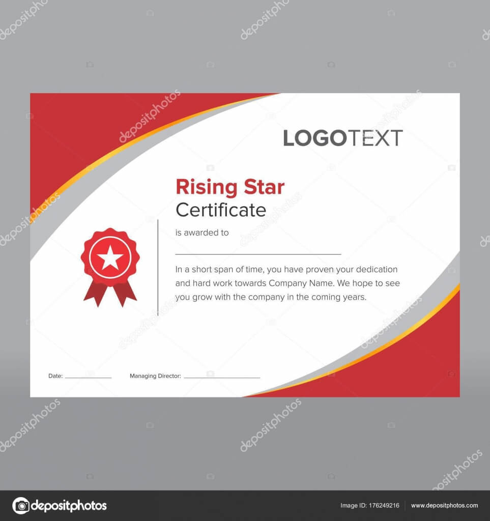 Rising Star Certificate Template | Modern Red Rising Star Throughout Star Performer Certificate Templates