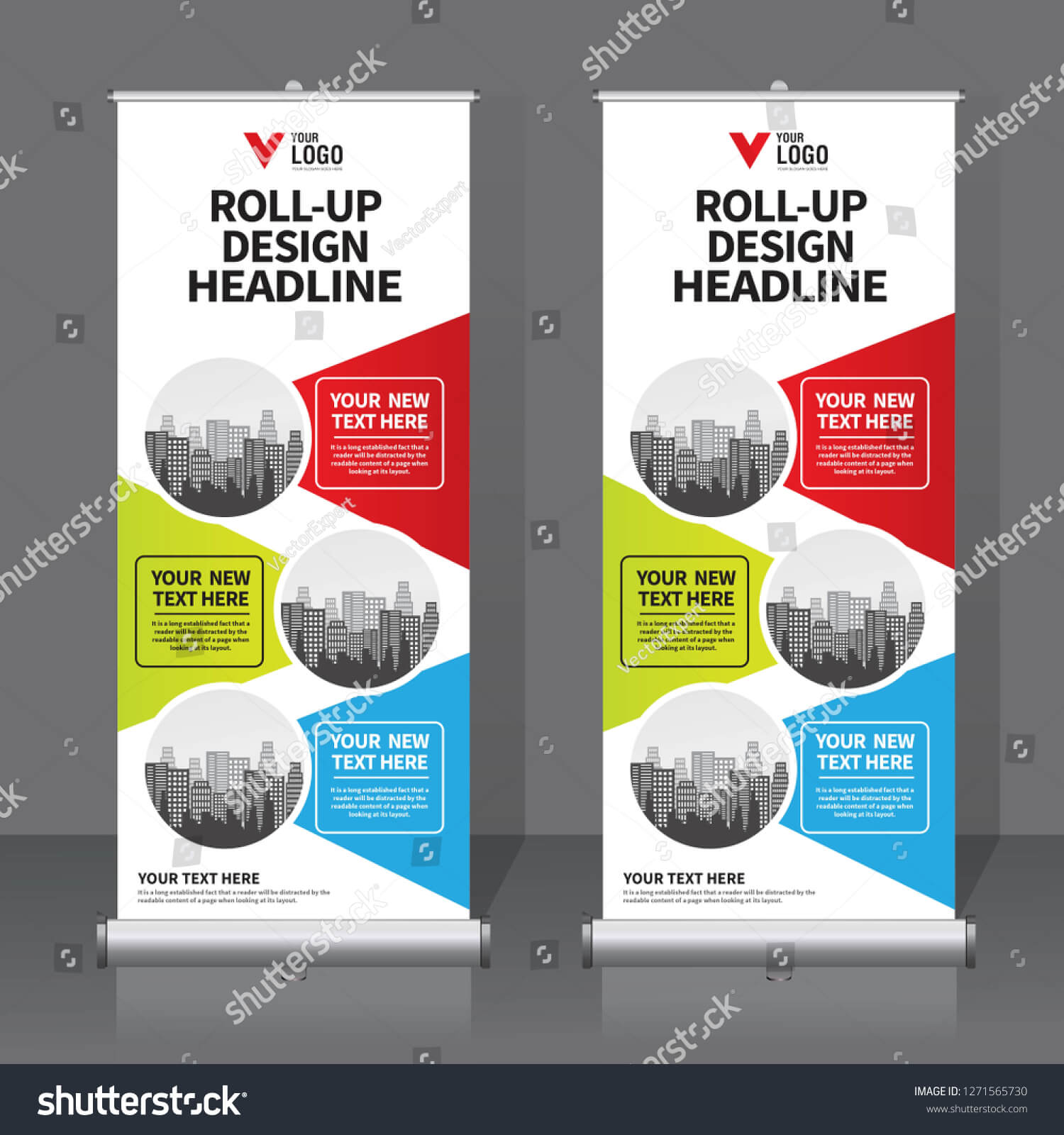 Roll Banner Design Template Vertical Abstract Stock Vector Throughout Retractable Banner Design Templates