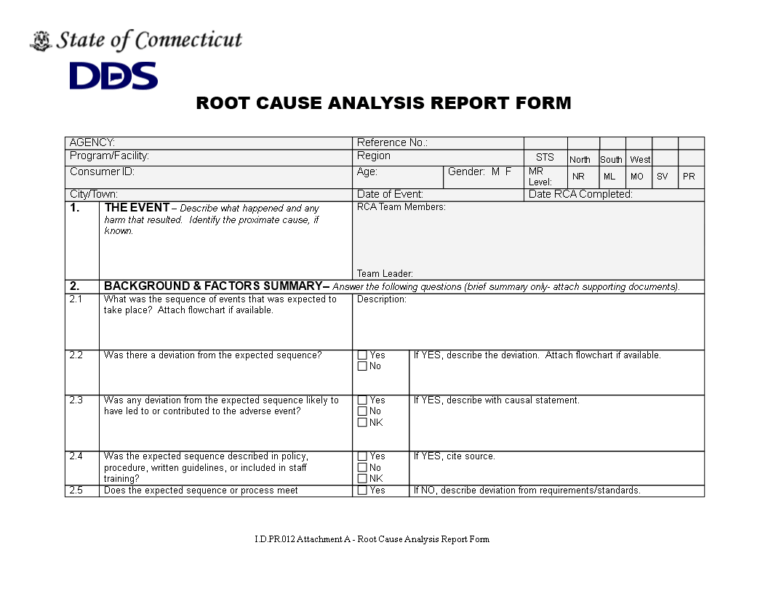 Root Cause Report Template