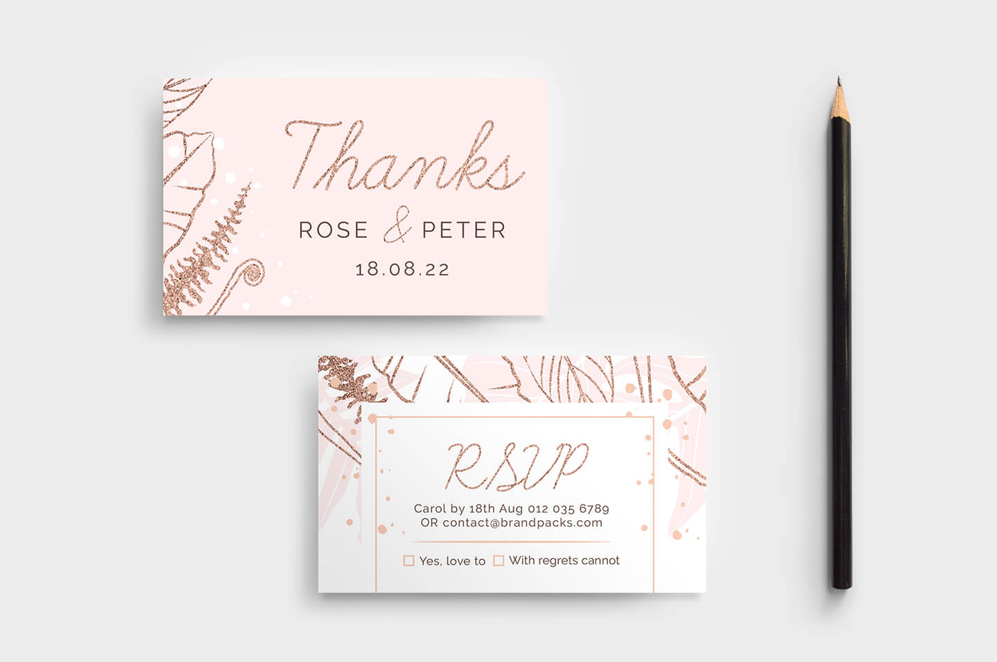 Rose Gold Wedding Rsvp Card Template – Brandpacks Inside Free Printable Wedding Rsvp Card Templates