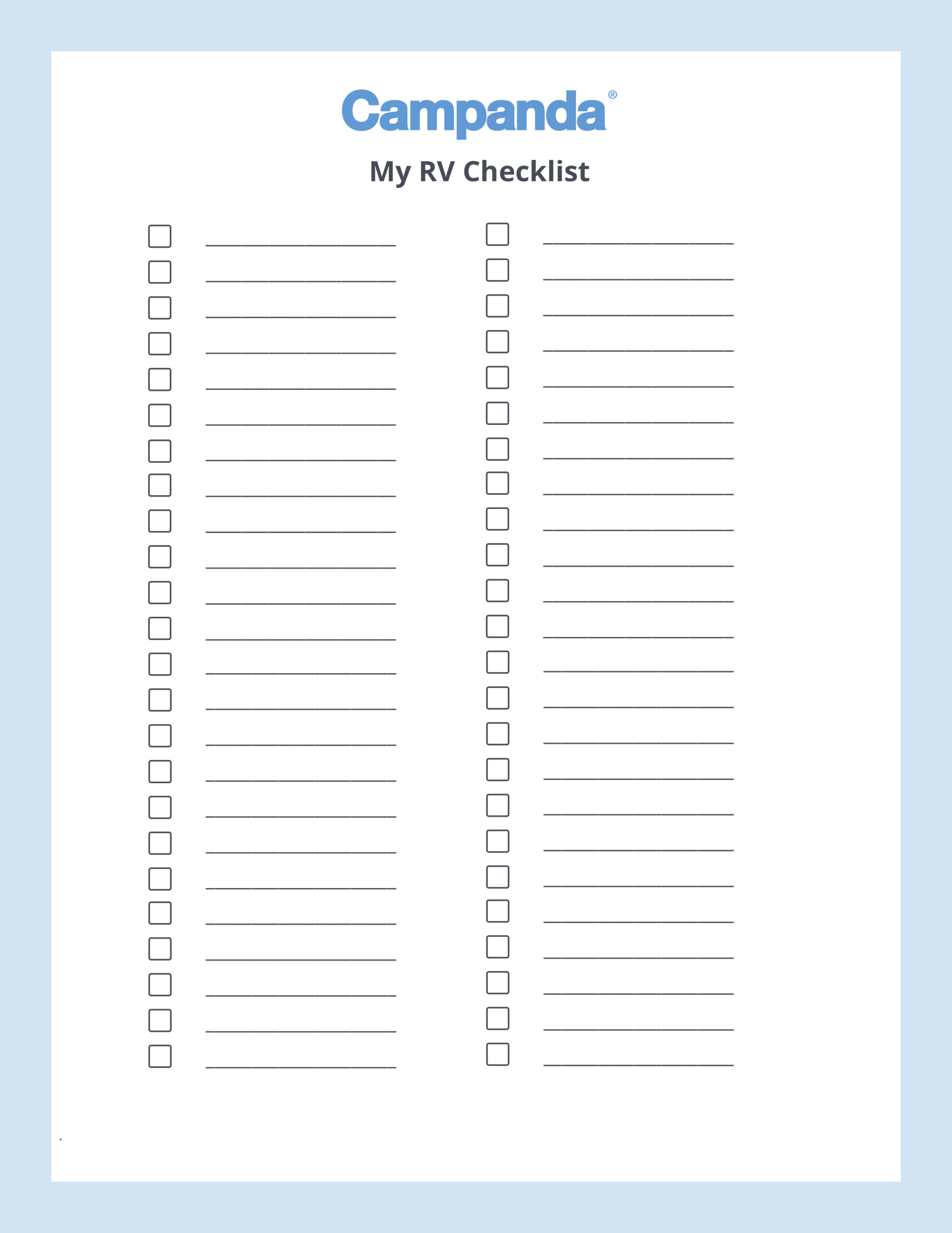 Rv Checklists: 6 Printable Packing Lists | Campanda Inside Blank Packing List Template