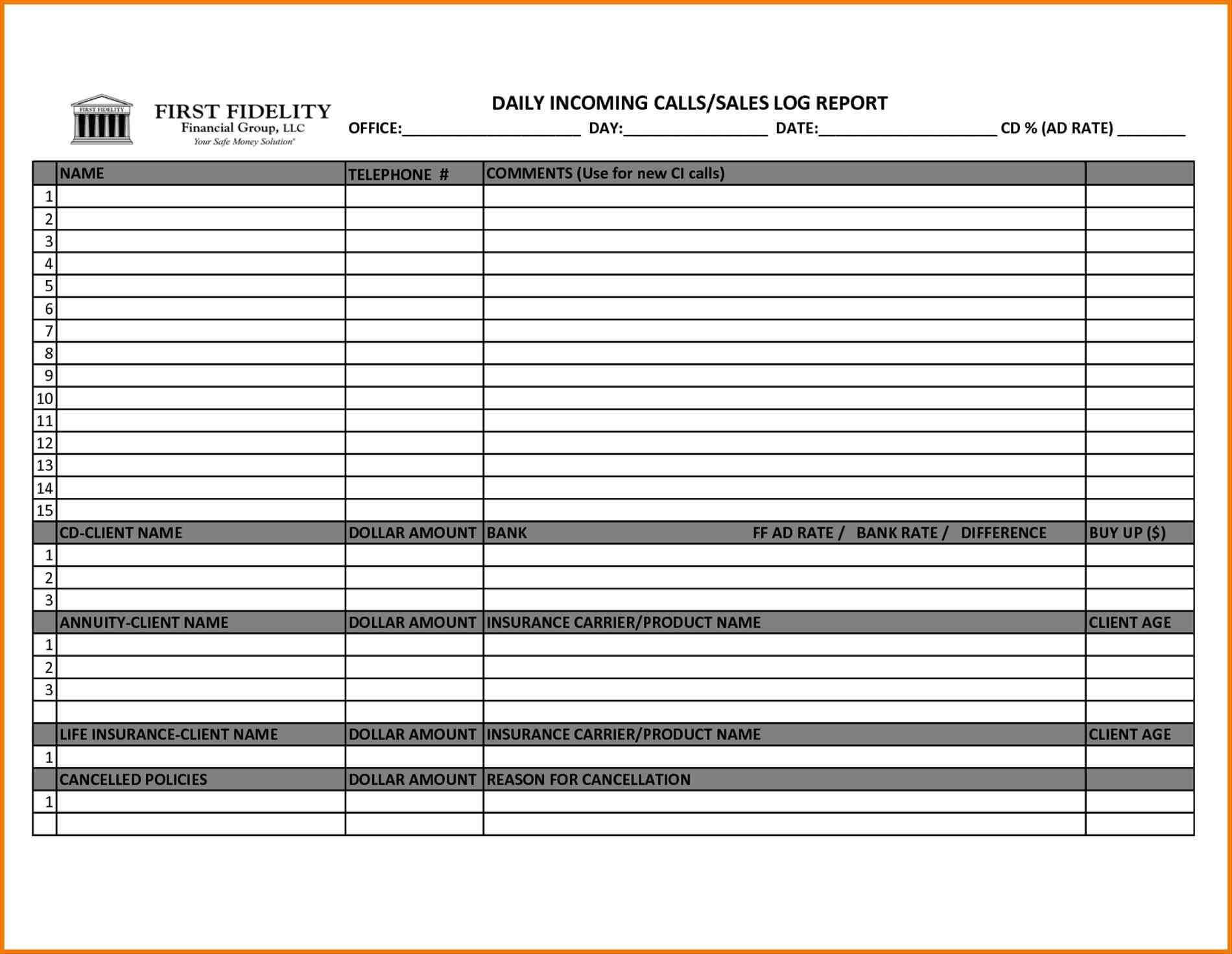 Sales Call Report Template Excel – Sample Templates – Sample With Daily Sales Report Template Excel Free