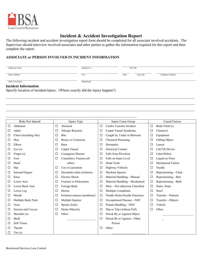 Sample Accident Investigation Throughout Failure Investigation Report Template