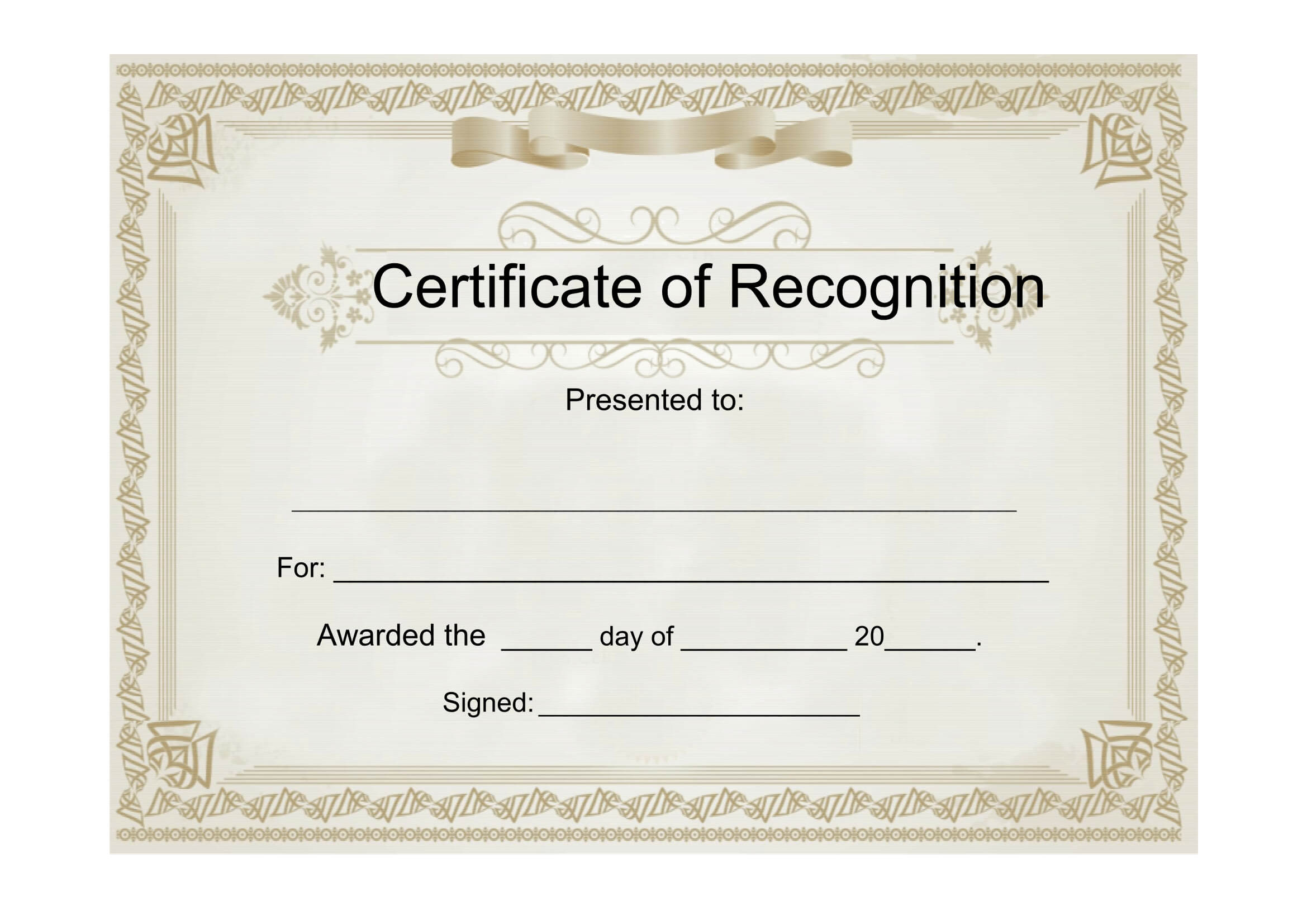 Sample Certificate Of Recognition – Free Download Template For Free Template For Certificate Of Recognition