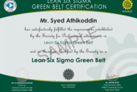 Sample Certificates - Lean Six Sigma India with regard to Green Belt Certificate Template