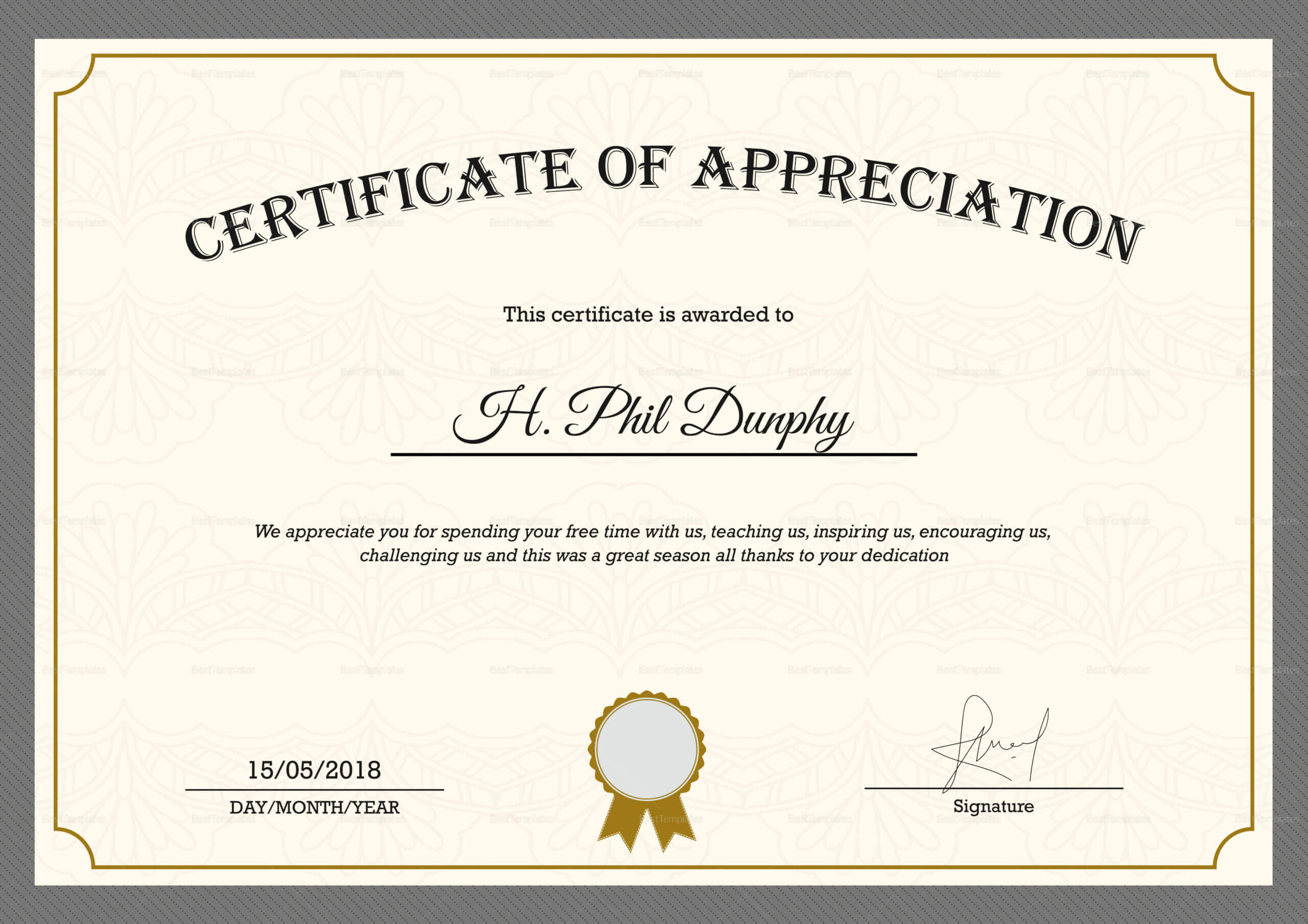 Sample Company Appreciation Certificate Template Inside In Appreciation Certificate Templates