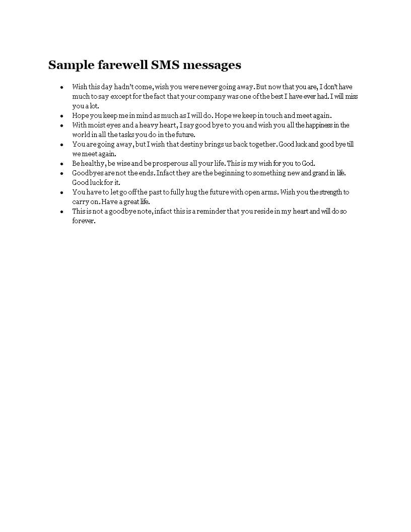 Sample Farewell Sms Messages | Templates At With Regard To Farewell Certificate Template