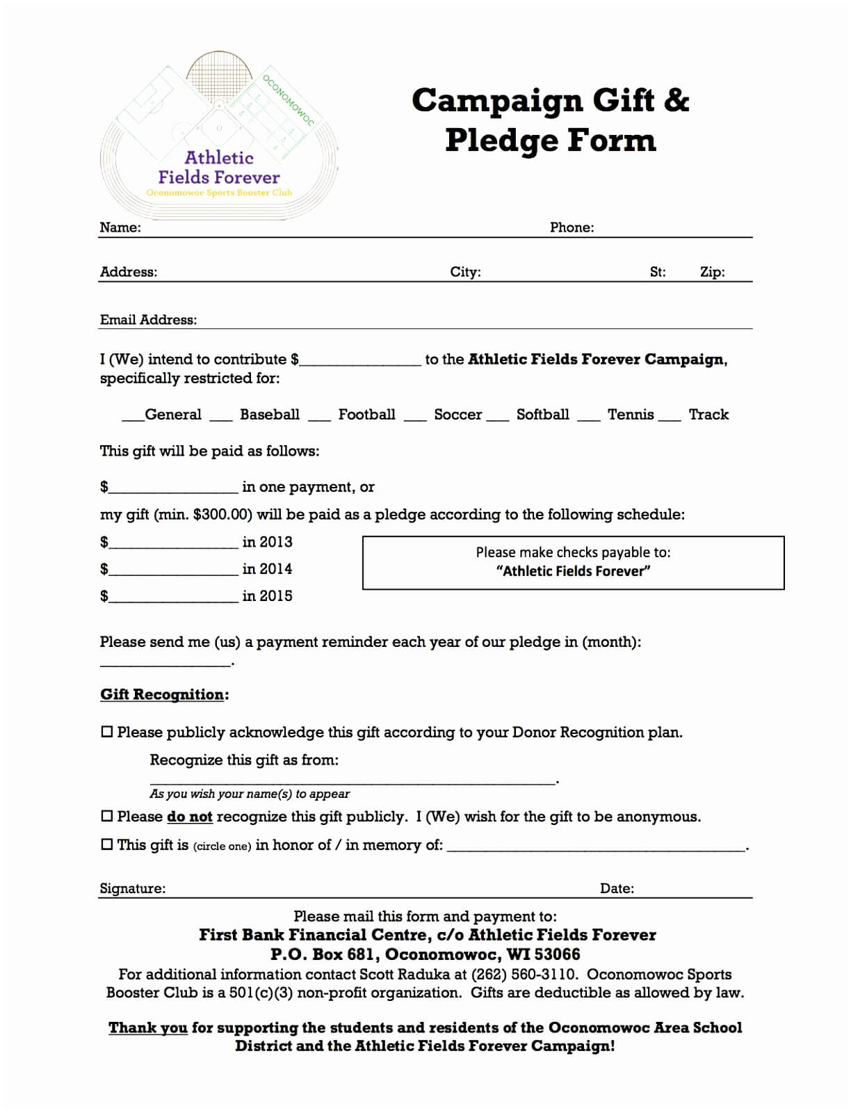 Sample Pledge Letter – Neyar.kristinejaynephotography With Regard To Fundraising Pledge Card Template
