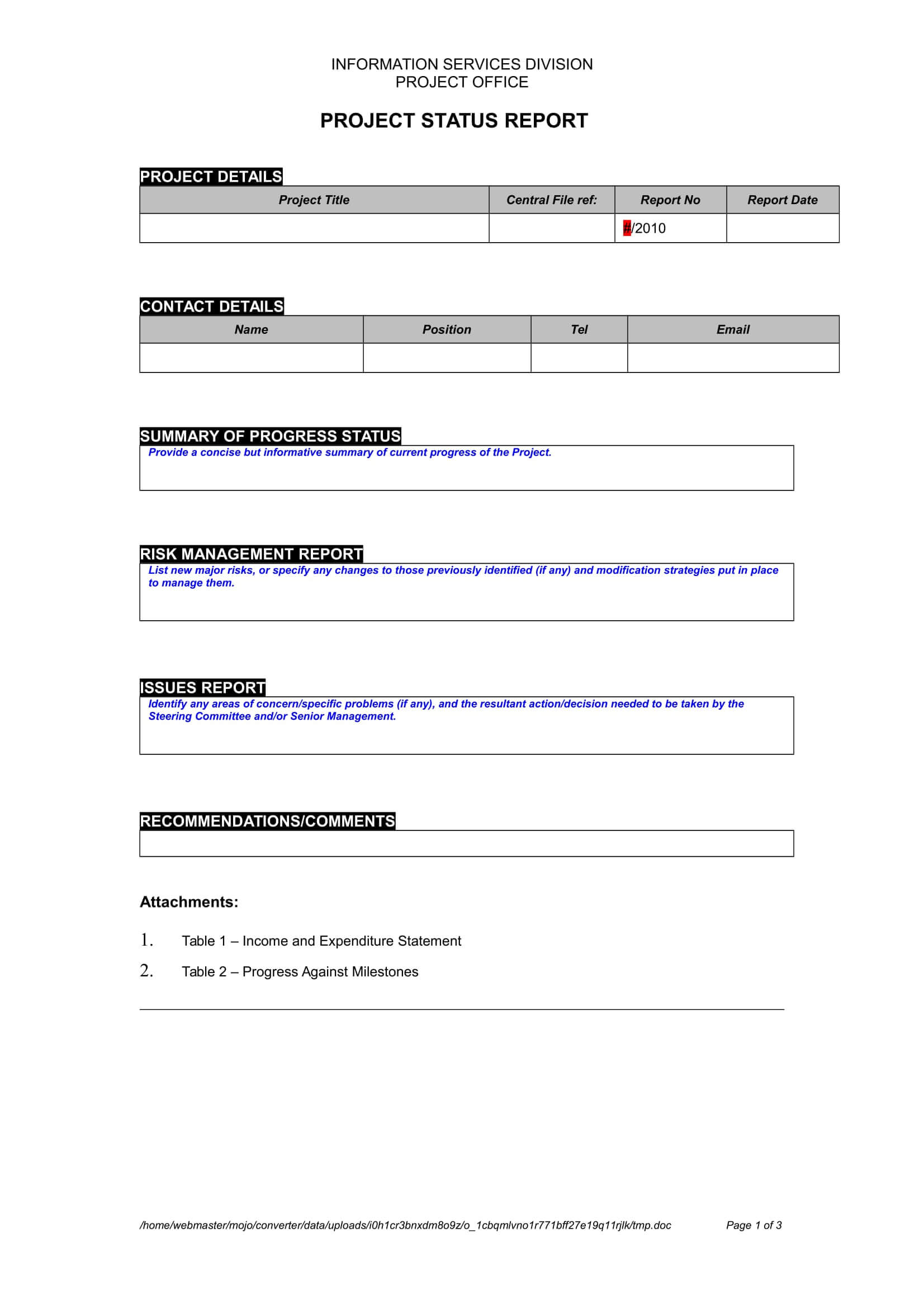 Sample Report Format For Project – Yatay.horizonconsulting.co Inside Report To Senior Management Template