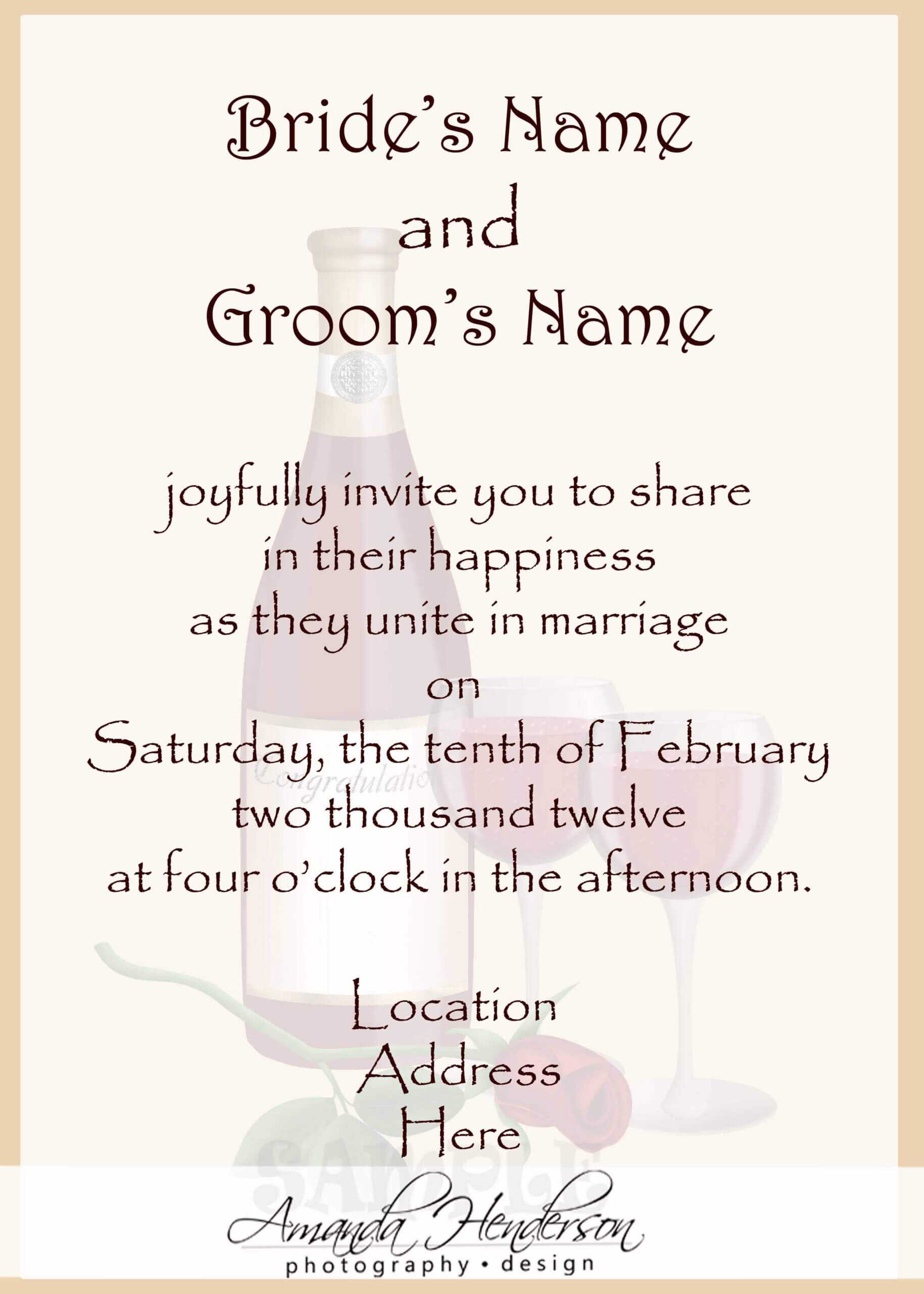 Sample Wedding Invitation Card : Sample Wedding Invitation Intended For Sample Wedding Invitation Cards Templates