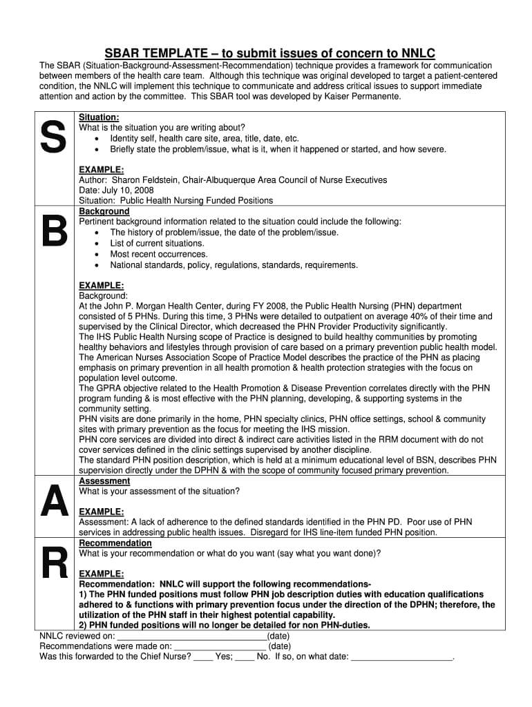 Sbar Template - Fill Online, Printable, Fillable, Blank Regarding Sbar Template Word