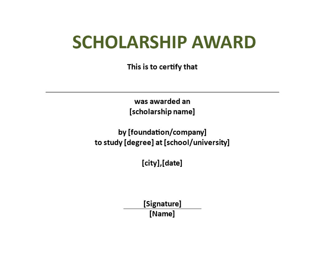 Scholarship Award Certificate Template | Templates At With Regard To Scholarship Certificate Template Word