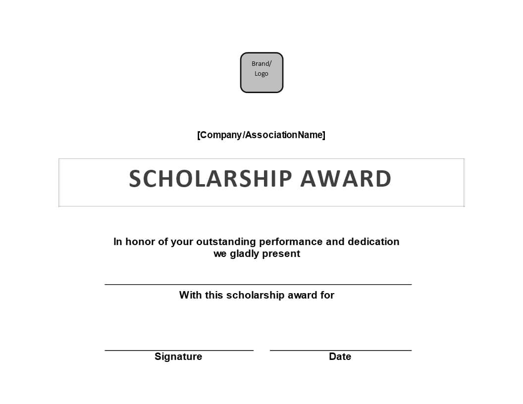 Scholarship Award Certificate | Templates At Inside Blank Award Certificate Templates Word