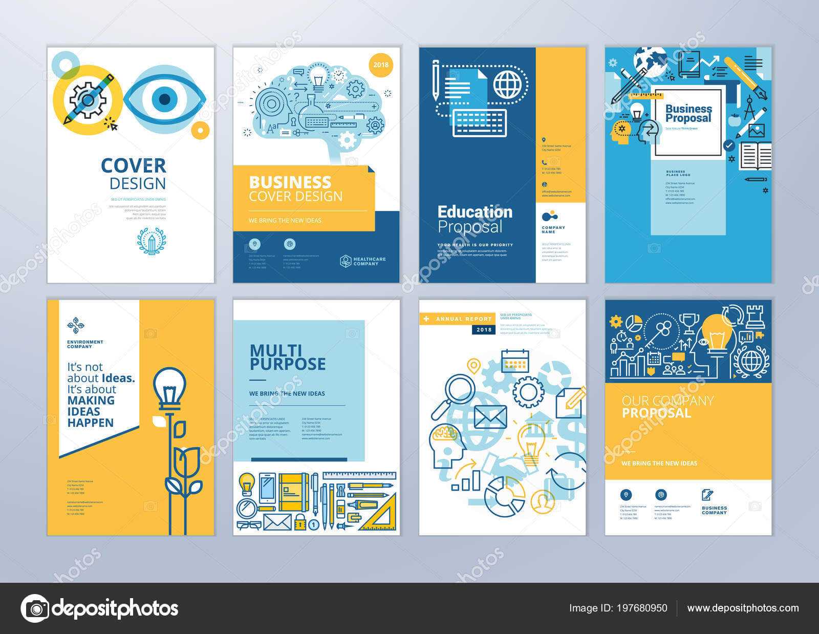 School Brochure Designs | Set Brochure Design Templates Intended For School Brochure Design Templates