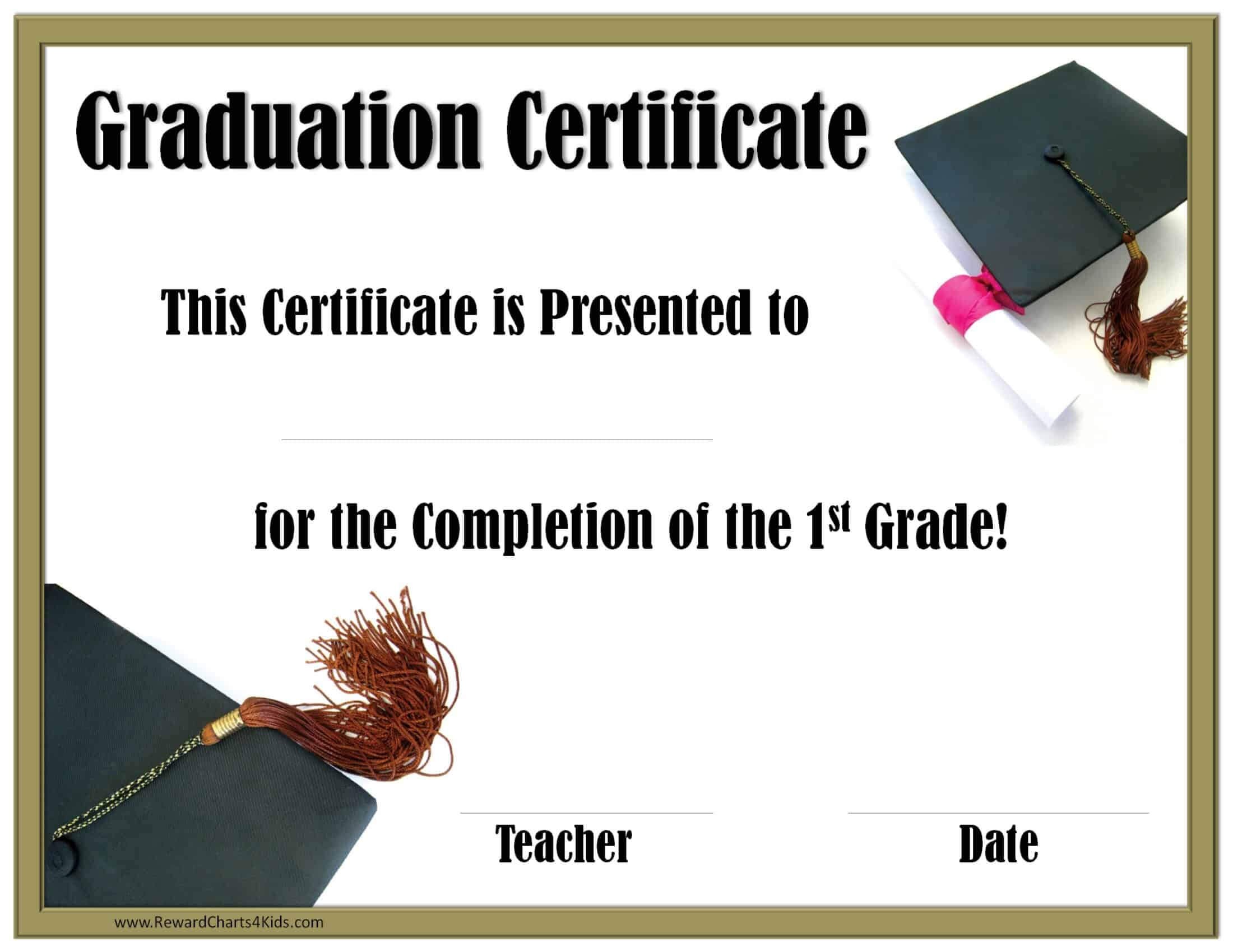School Graduation Certificates | Customize Online With Or Regarding Free Printable Graduation Certificate Templates