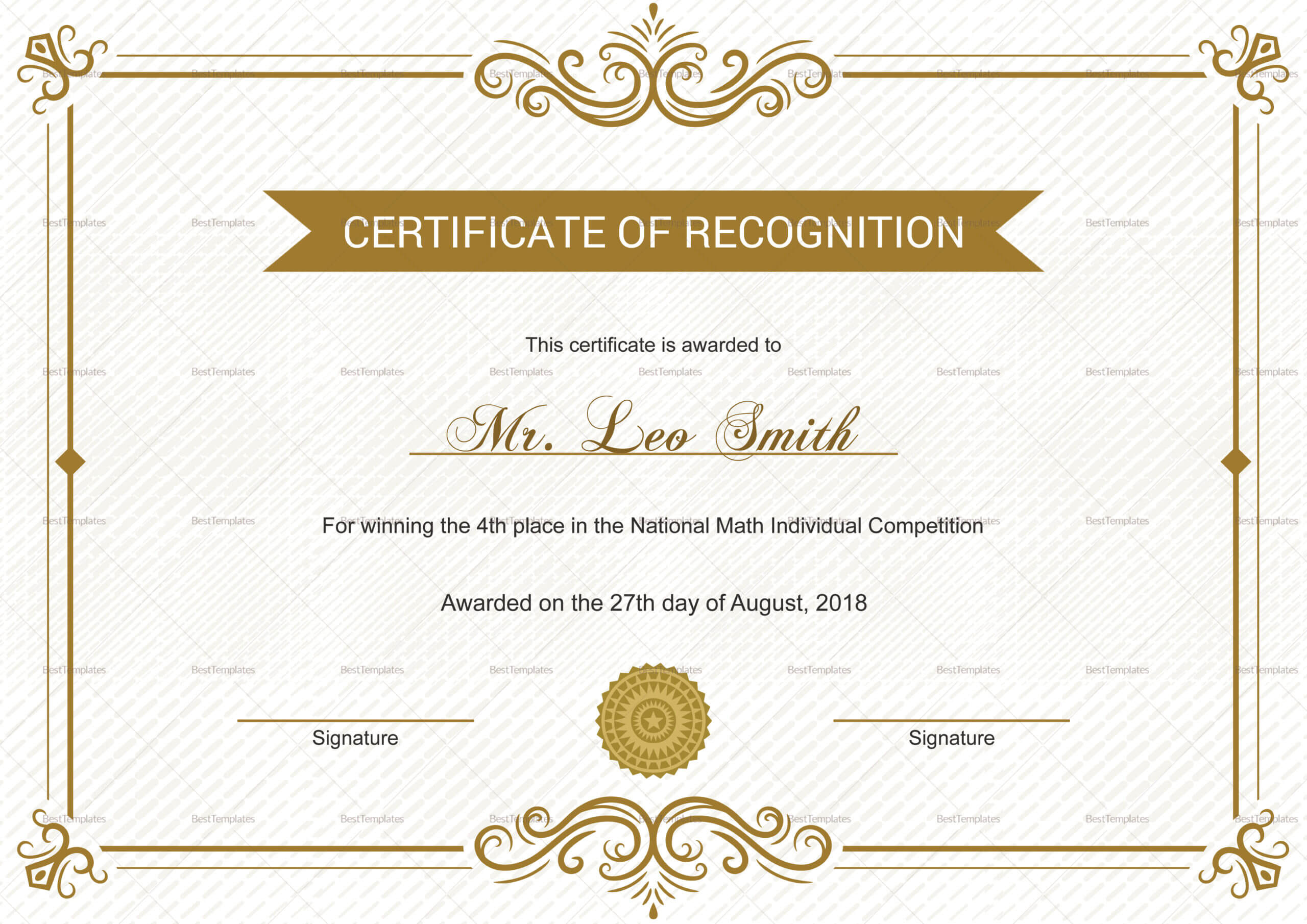 School Recognition Certificate Template Throughout Certificate Templates For School