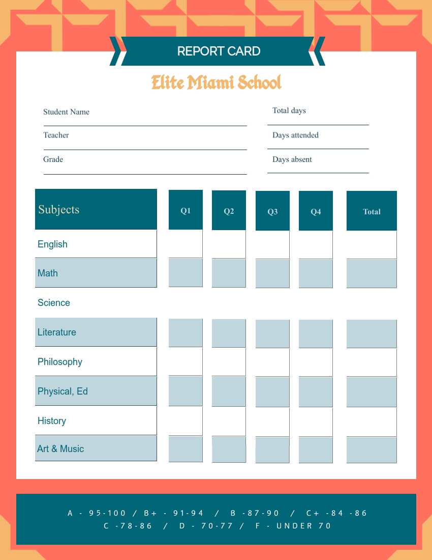 School Report Card Template - Visme Regarding Report Card Format Template
