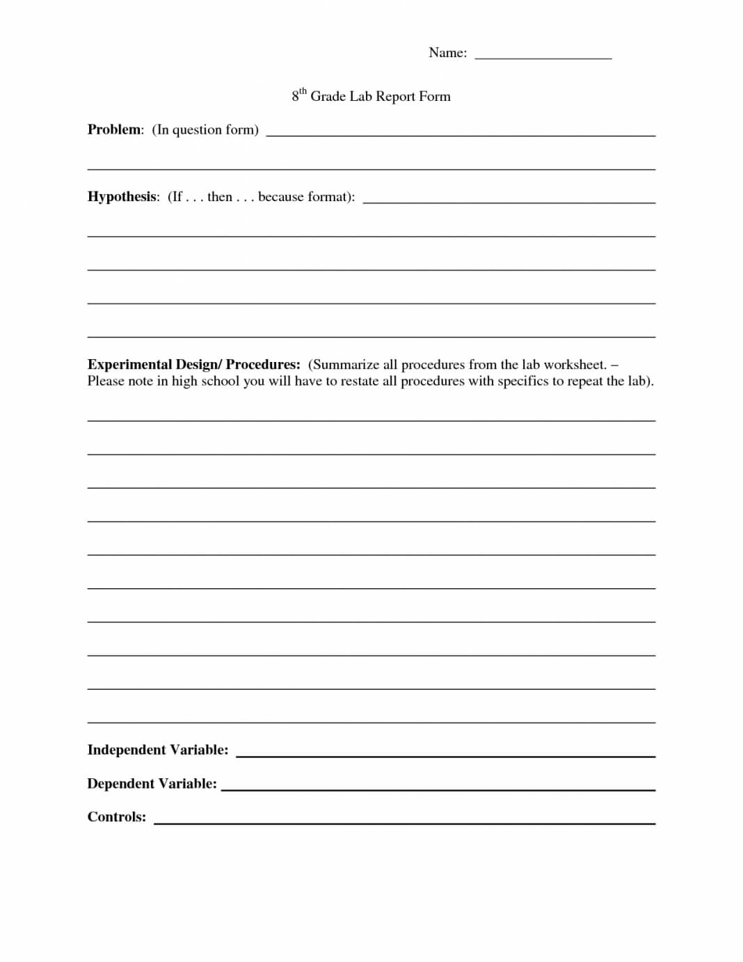 Science Lab Report Template Format For 6Th Grade Example Throughout Lab Report Template Middle School