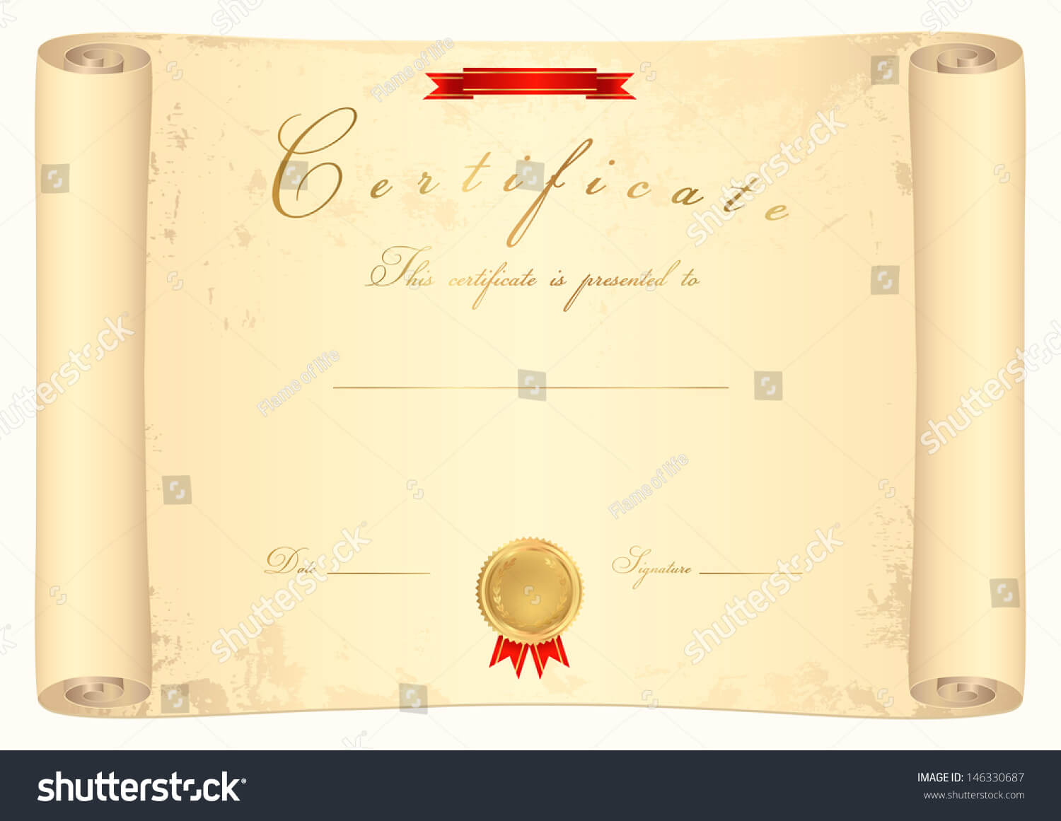 Scroll Certificate Completion Template Sample Background In Scroll Certificate Templates