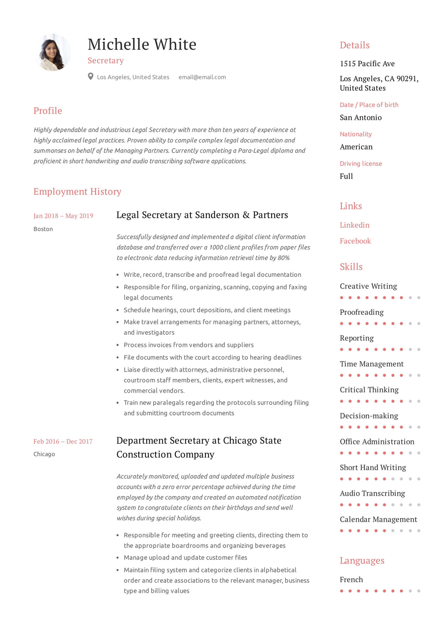 Secretary Resume & Writing Guide | +12 Template Samples | Pdf | Inside Corporate Secretary Certificate Template