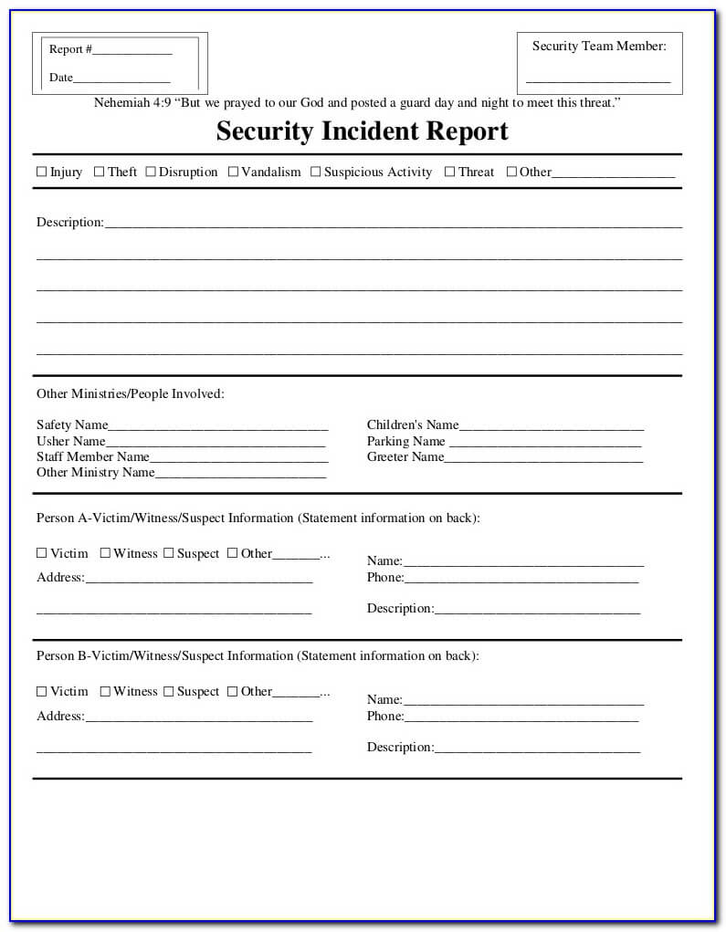 Security Incident Report Form Template – Form : Resume Intended For Incident Report Form Template Word