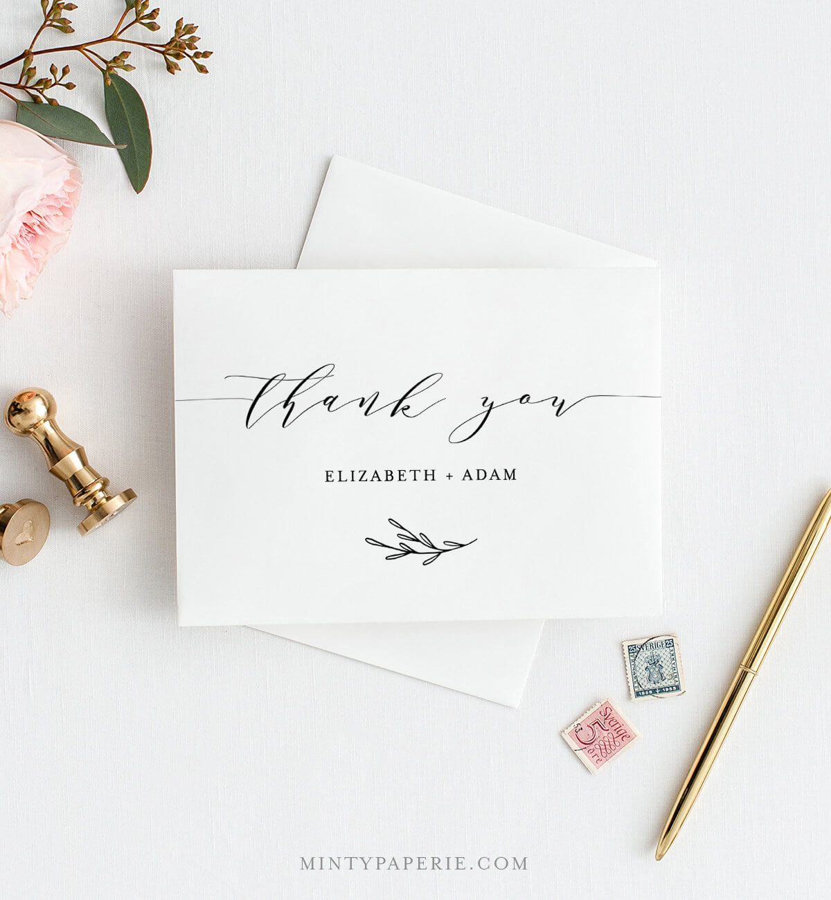 Self Editing Thank You Template, Folded Thank You Note In Thank You Note Card Template