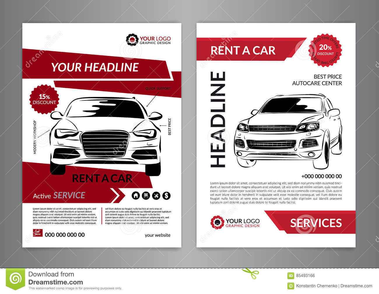 Set A4 Rent A Car Business Flyer Template. Auto Service Pertaining To Automotive Gift Certificate Template