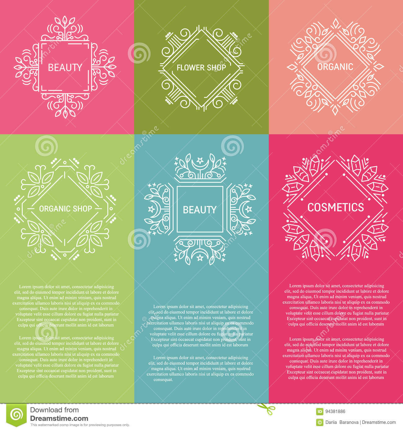 Set Of Flyer With Geometric Emblems Stock Vector Within Chiropractic Travel Card Template