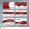 Set Of Simple Pattern Business Card Layout Sided Red04 Stock In Professional Name Card Template