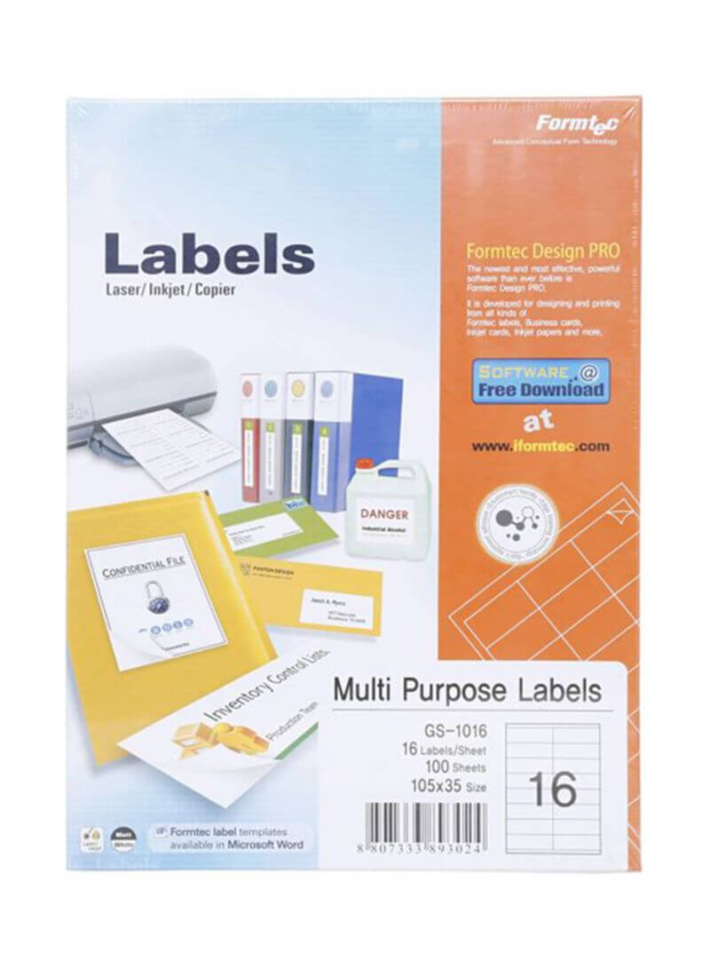 Shop Formtec 100 Sheets Label Per Sheet Box (16 Labels Per Sheet) Online In  Dubai, Abu Dhabi And All Uae Pertaining To Word Label Template 16 Per Sheet A4