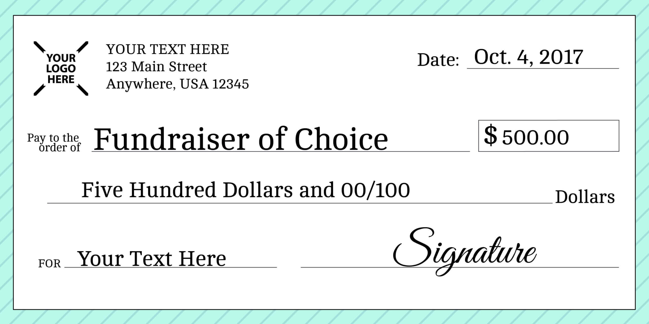 Signage 101 - Giant Check Uses And Templates | Signs Blog Pertaining To Customizable Blank Check Template