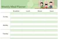 Simple Meal Planner inside Menu Planning Template Word