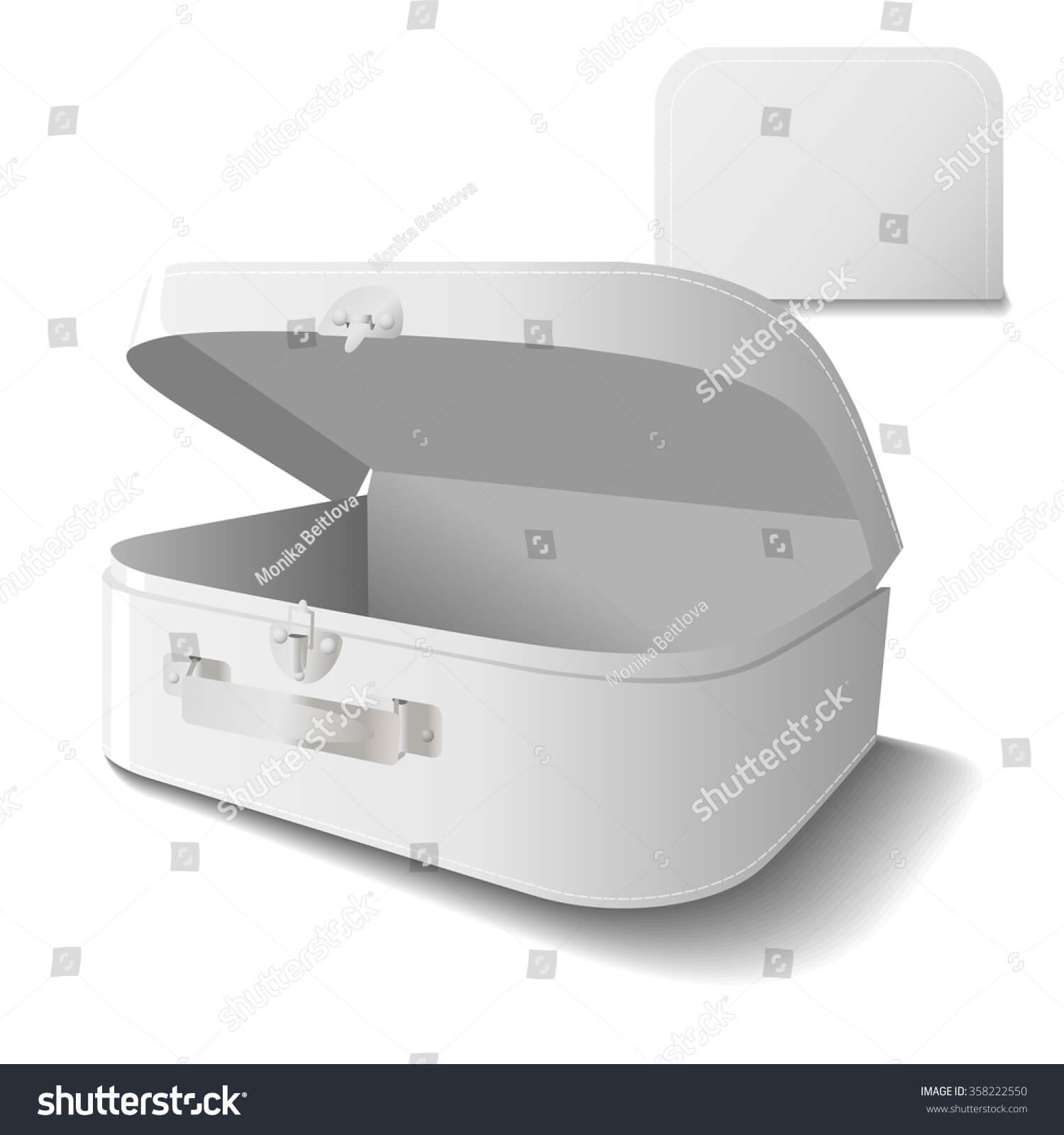 Small Cardboard Suitcase Template Handle White Stock Vector With Regard To Blank Suitcase Template