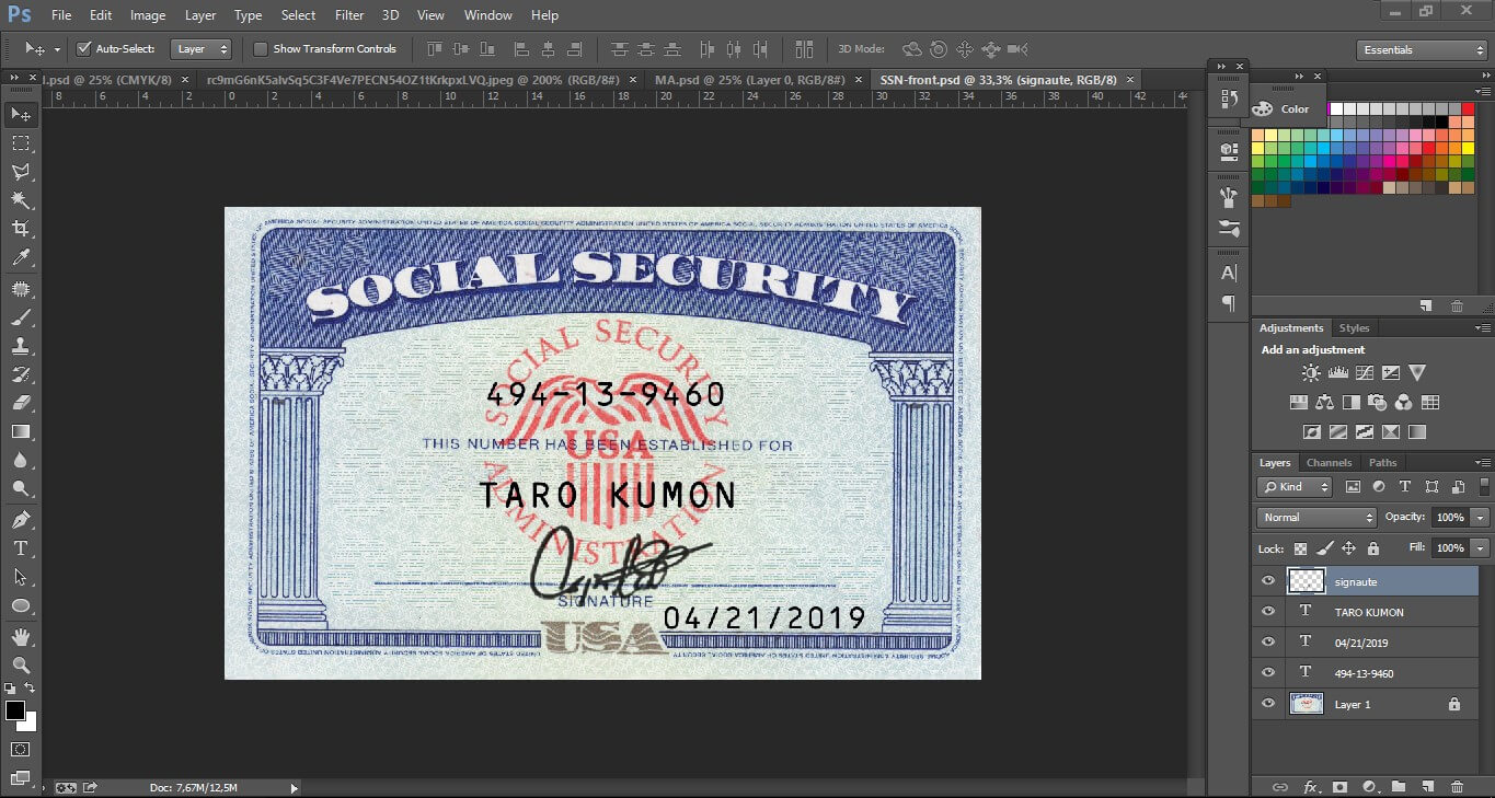 Social Security Number Card Editbale Psd Template – Psd In Social Security Card Template Photoshop