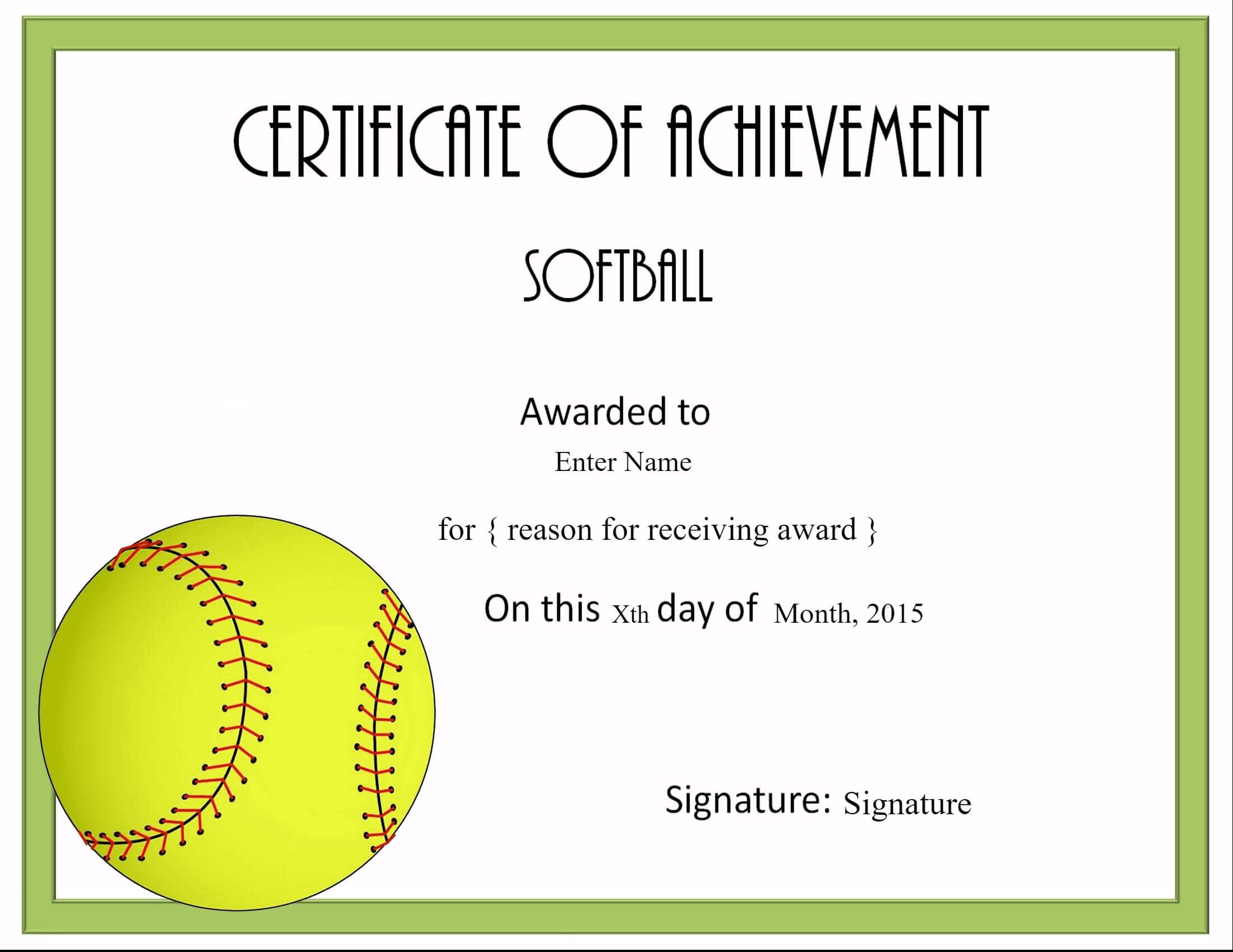 Softball Awards In Free Softball Certificate Templates