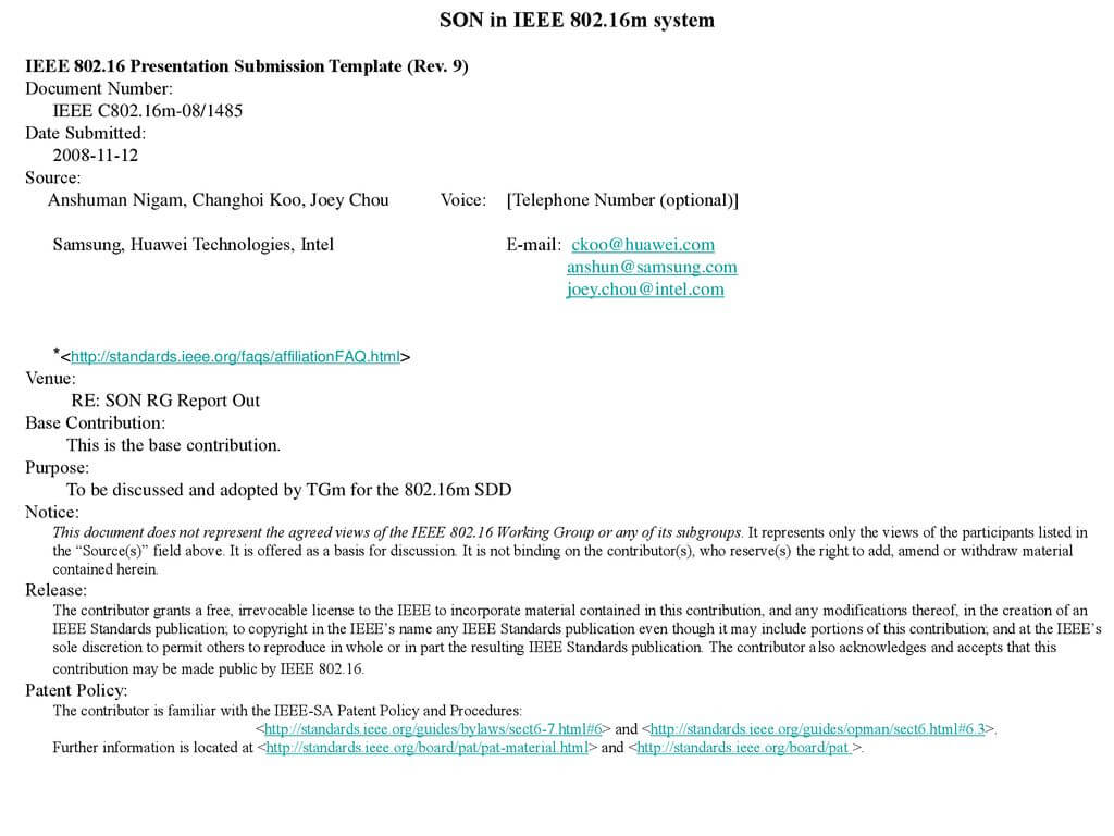 Son In Ieee M System Ieee Presentation Submission Template With Rapporteur Report Template