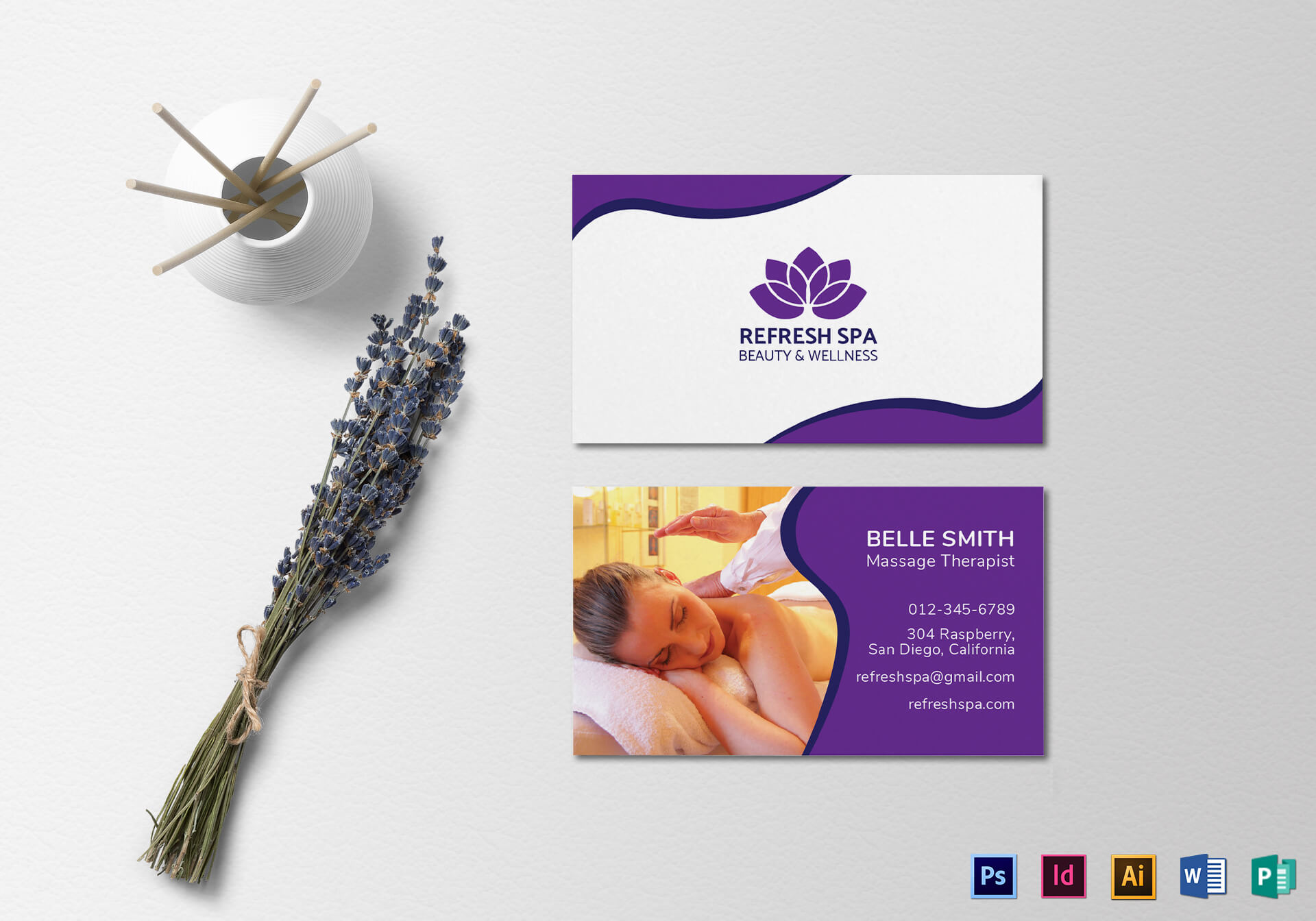 Spa Center Business Card Template In Massage Therapy Business Card Templates