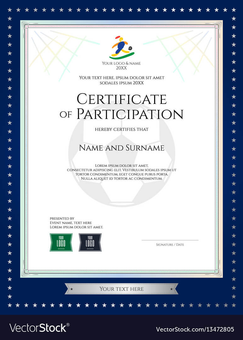 Sport Theme Certificate Of Participation Template Within Certificate Of Participation Template Pdf