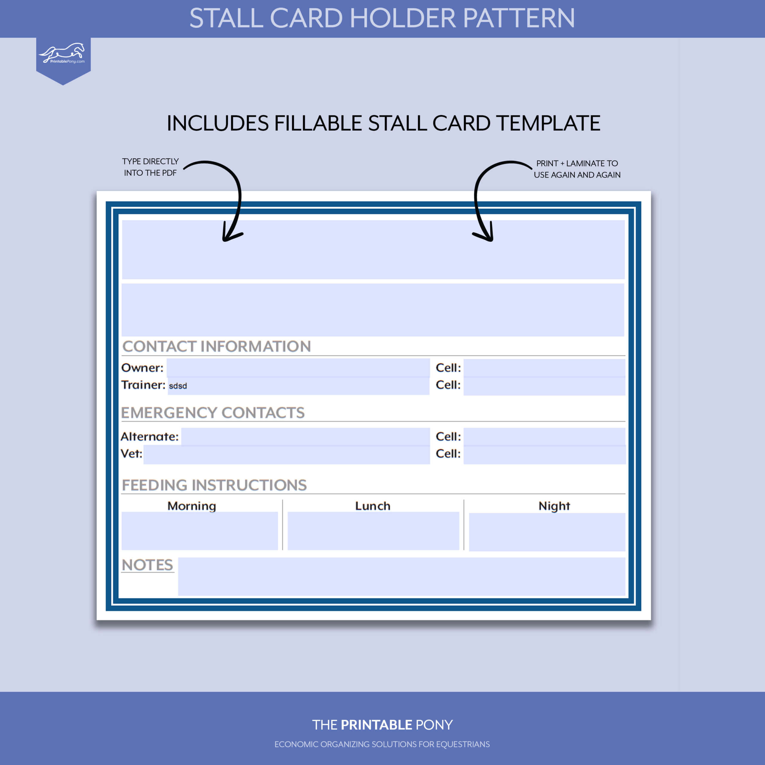 Stall Card Holder Pattern + Printable Stall Card Intended For Horse Stall Card Template