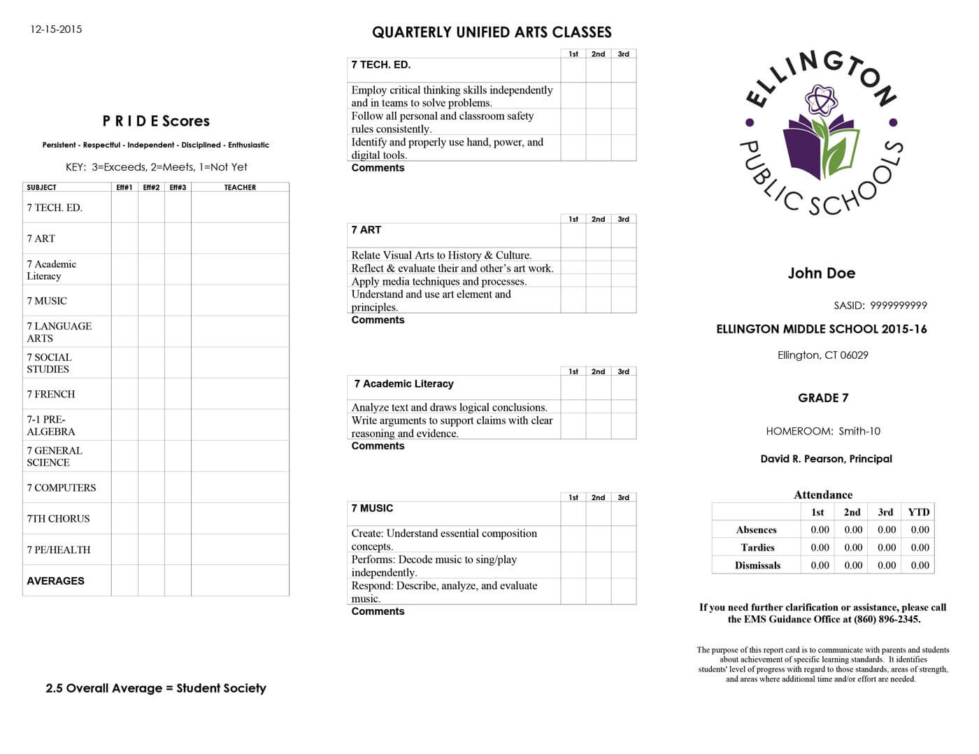 Standards Based Report Cards | Rediker Success Story With Report Card Template Middle School