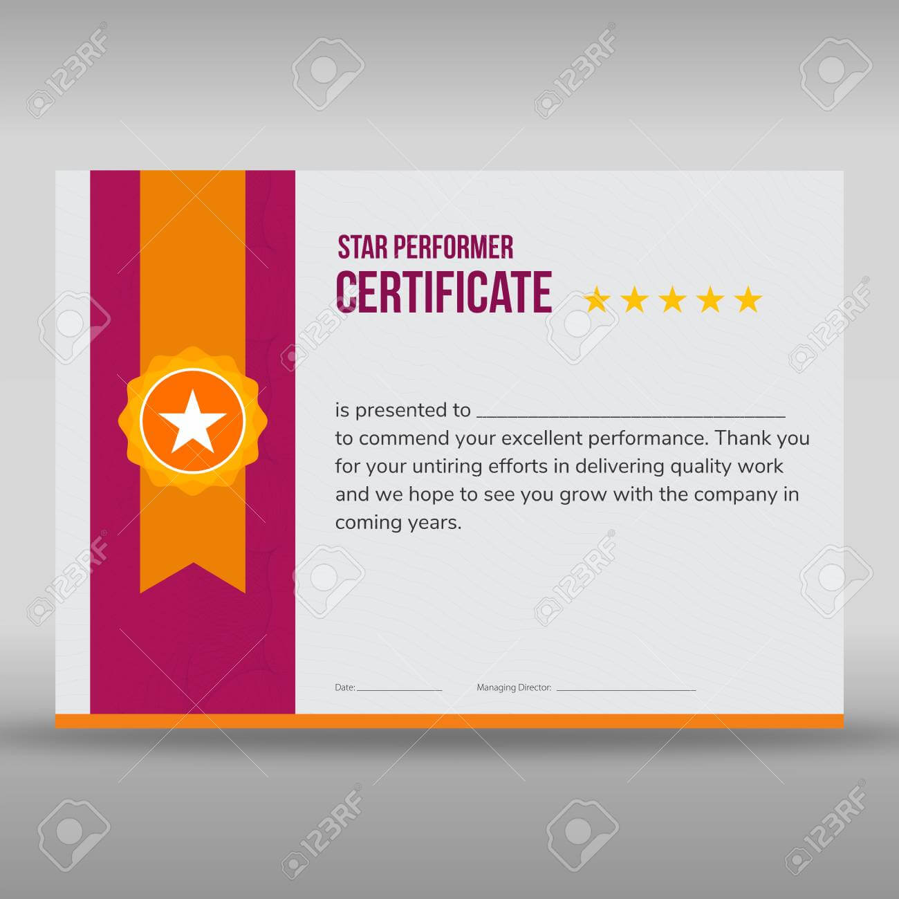 Star Performer Certificate Templates – Yatay With Regard To Star Performer Certificate Templates