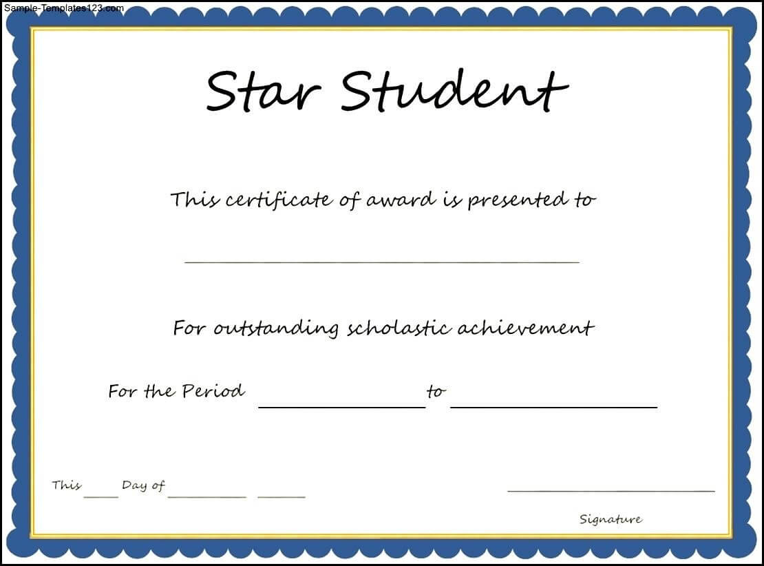 Star Student Award Certificate Template – Sample Templates Intended For Star Award Certificate Template