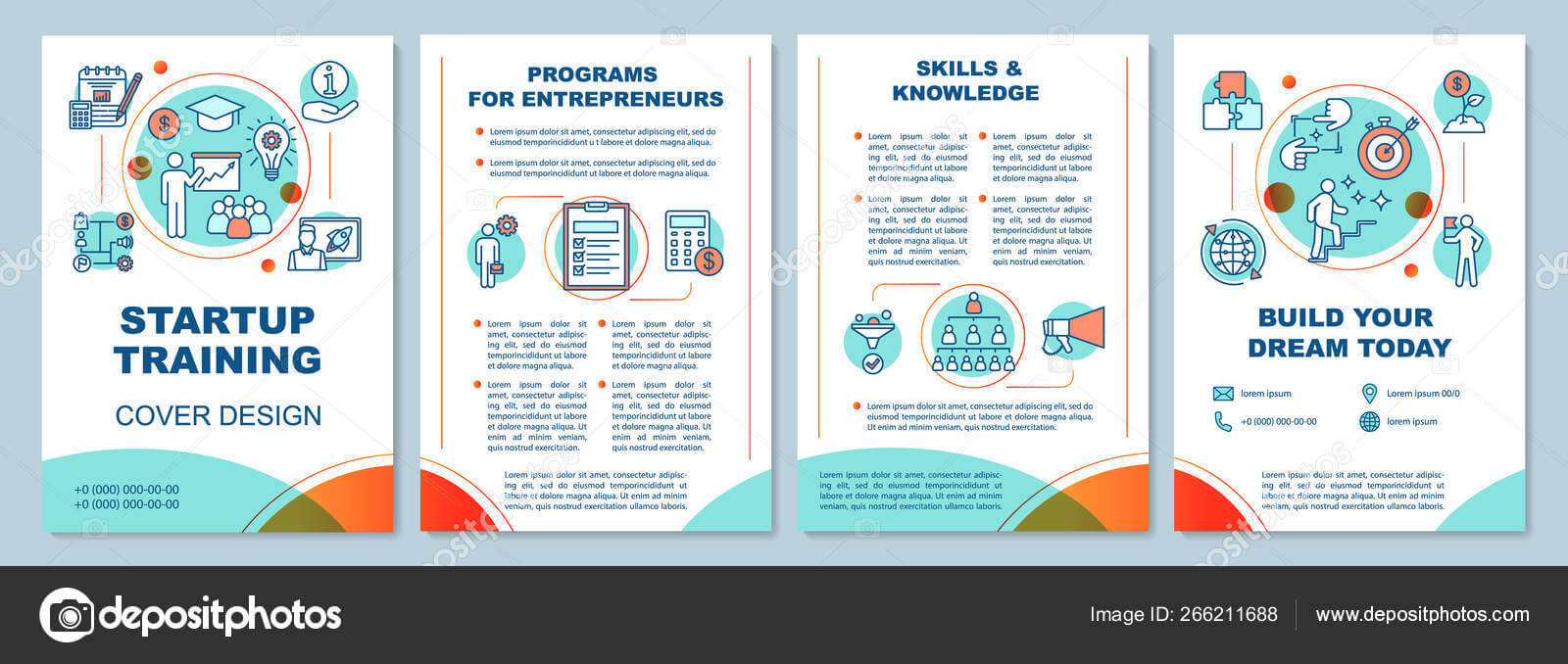 Startup Training Brochure Template Layout — Stock Vector Within Training Brochure Template