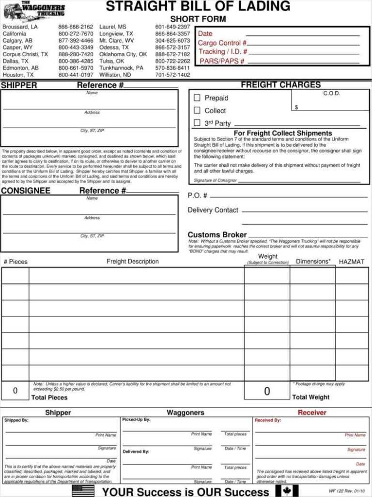 Straight Bill Of Lading Template Spreadsheet Examples Word inside Fedex ...