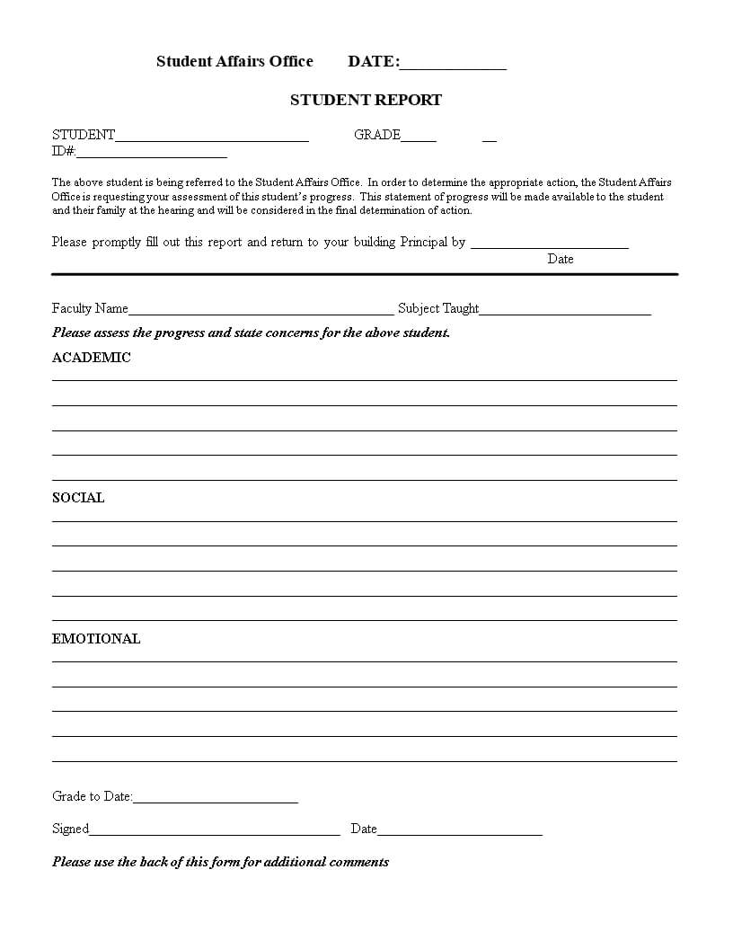 Student Evaluation Report | Templates At With Regard To Student Grade Report Template